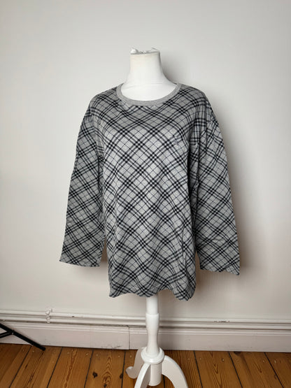 Vintage Burberry Checked Crewneck Sweater L Grey Black