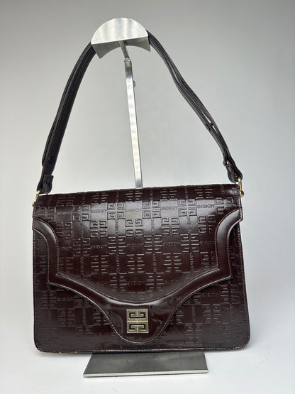 Vintage Givenchy Monogram Leather 2 Way Bag Brown