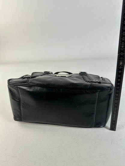 Vintage Givenchy Leather Tote Bag Black Silver