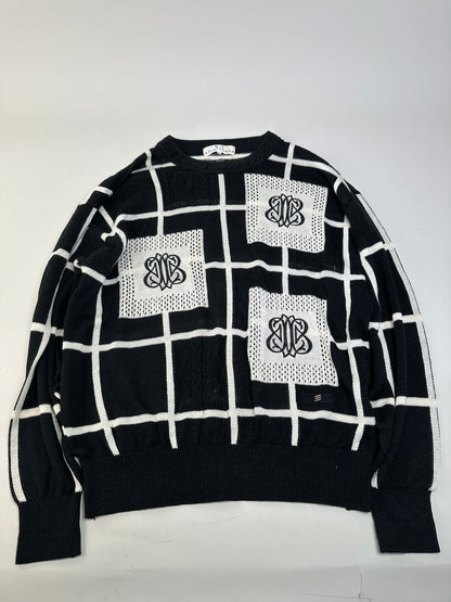 Vintage Balenciaga Linen Cotton Sweater Black White M