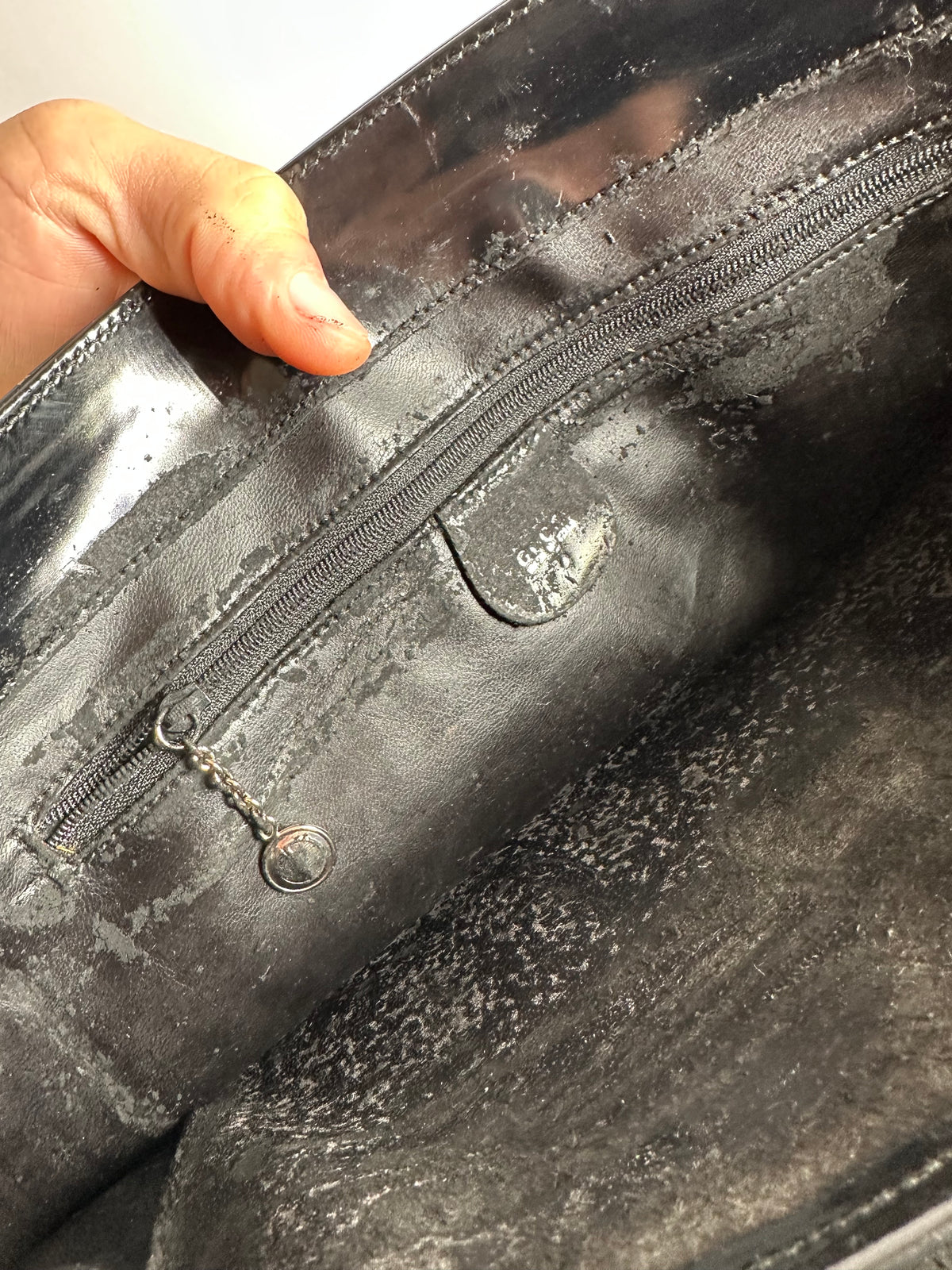Vintage Gucci Patent Leather Tote Black Silver