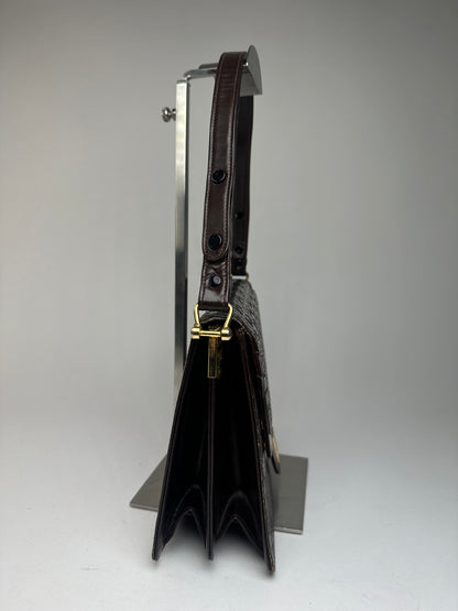 Vintage Givenchy Monogram Leather 2 Way Bag Brown