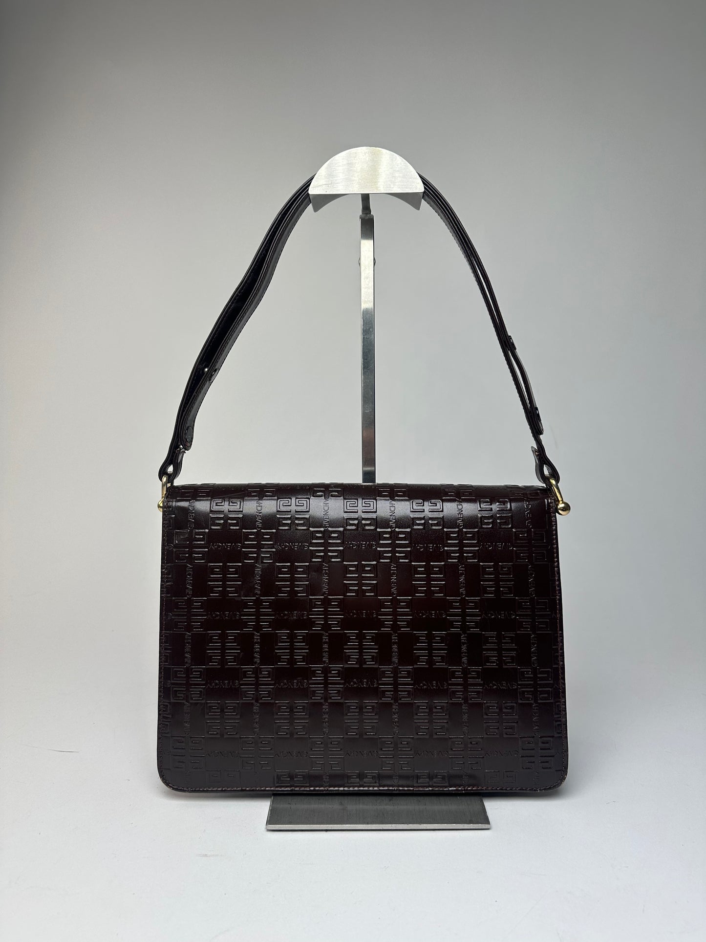 Vintage Givenchy Monogram Leather 2 Way Bag Brown