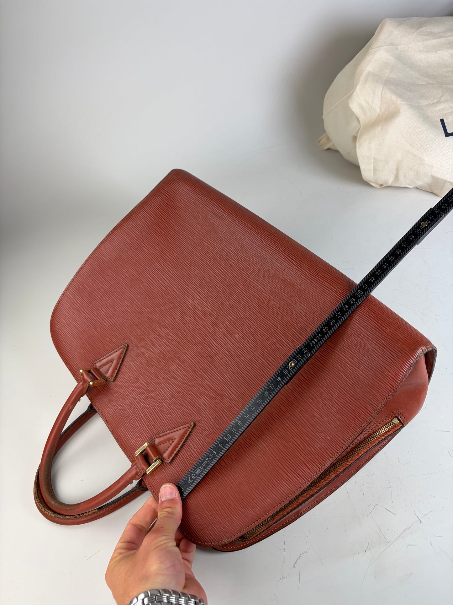 Vintage Louis Vuitton Epi Leather Handbag Burgundy Gold
