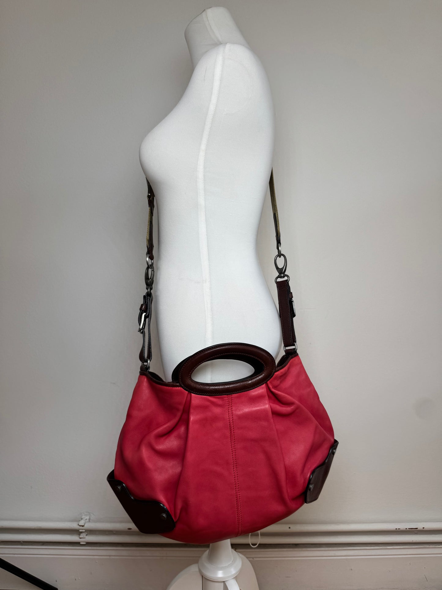 Sac Marni vintage à 2 voies rouge marron