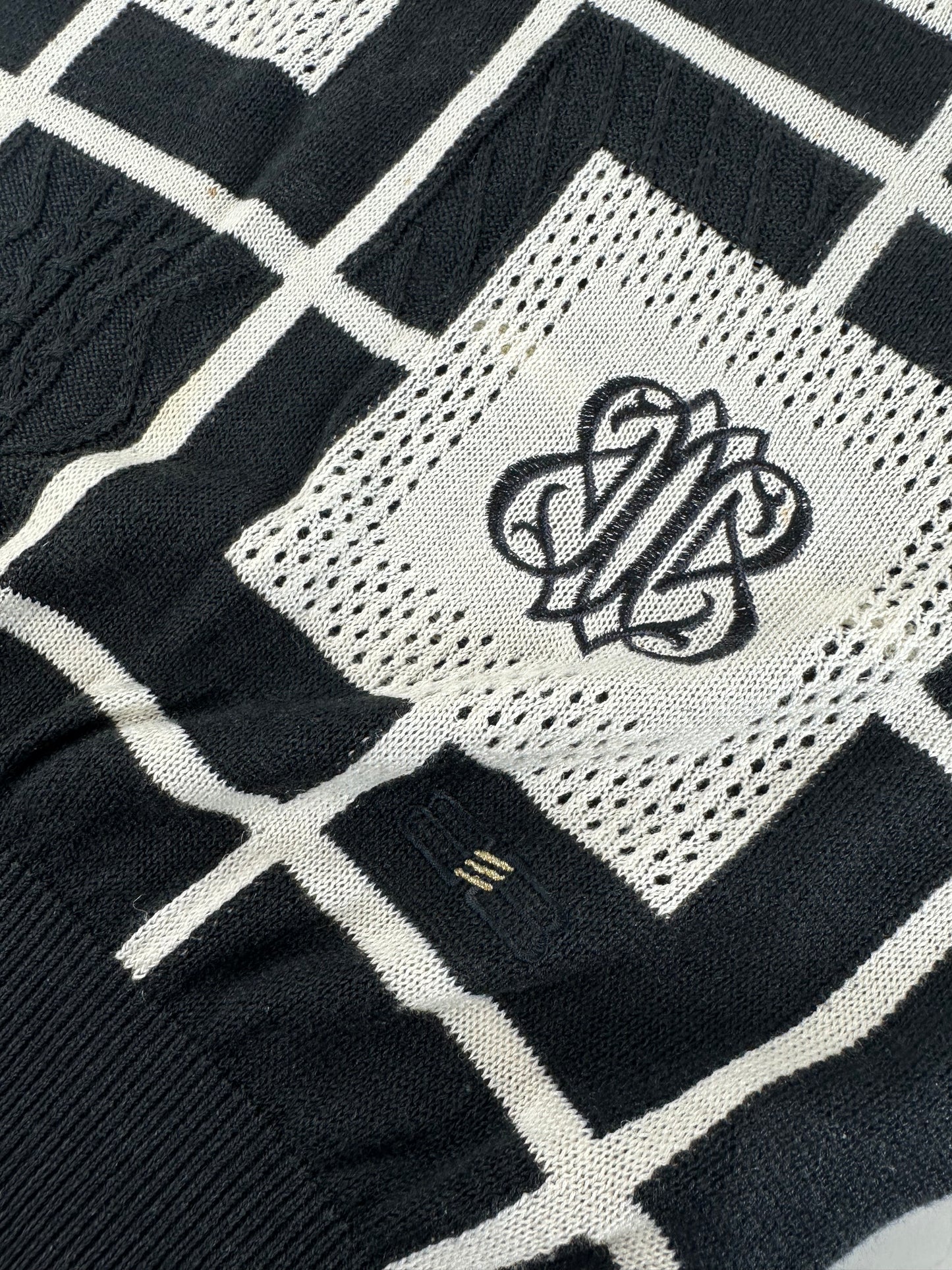 Vintage Balenciaga Linen Cotton Sweater Black White M