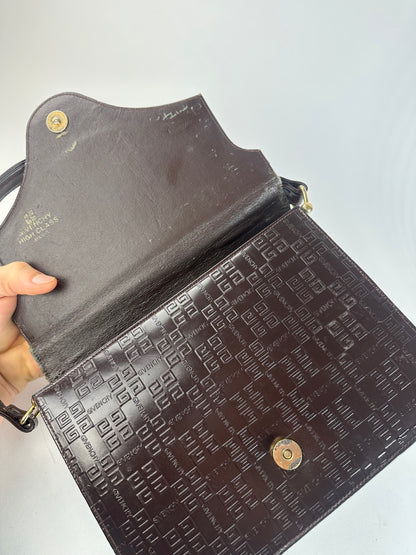 Vintage Givenchy Monogram Leather 2 Way Bag Brown