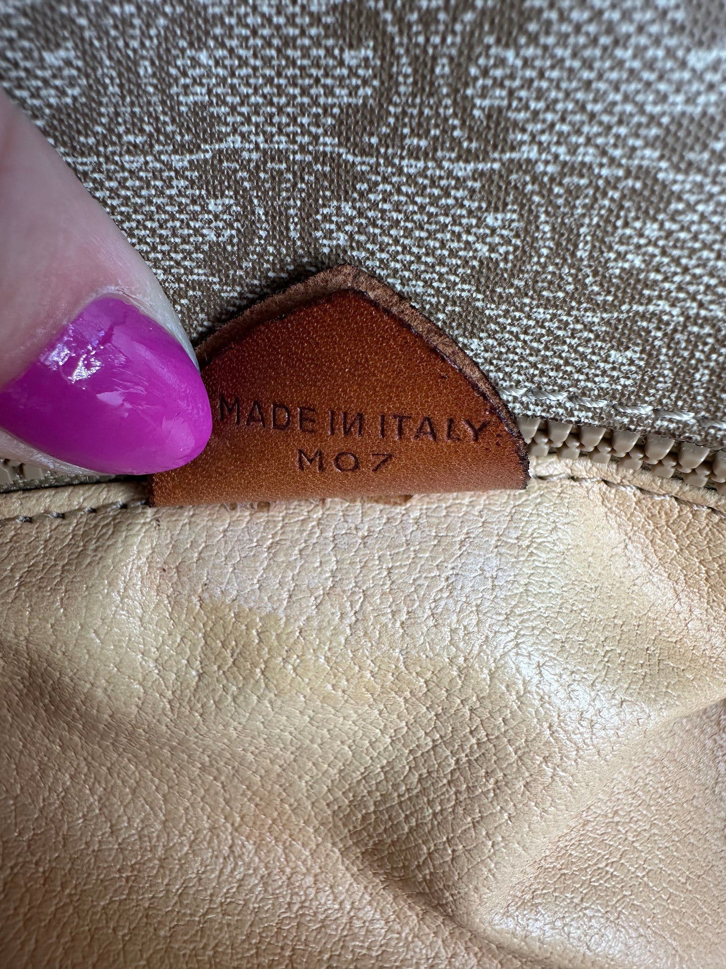 Vintage Celine Triomphe Monogram Coated Canvas Shoulder Bag Beige Tan