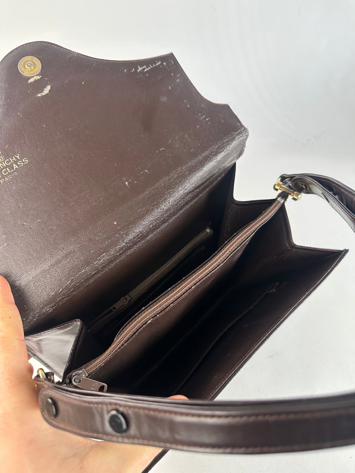 Vintage Givenchy Monogram Leather 2 Way Bag Brown