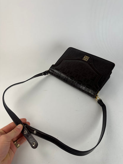 Vintage Givenchy Monogram Leather 2 Way Bag Brown
