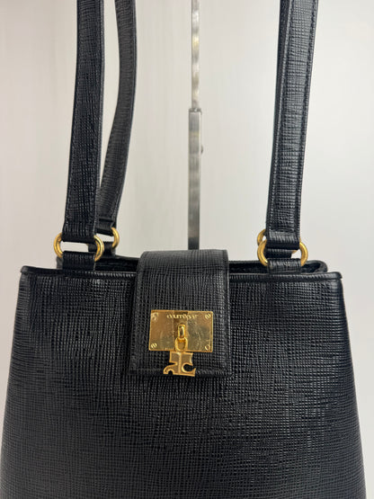 Sac vintage Courreges Paris en cuir noir