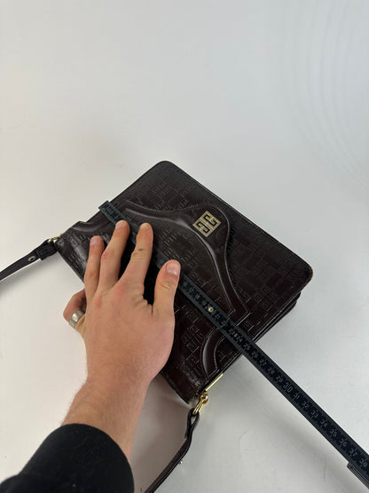 Vintage Givenchy Monogram Leather 2 Way Bag Brown