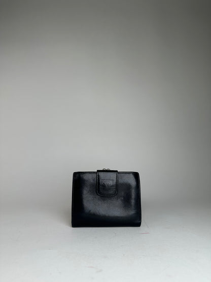 Vintage Celine Triomphe Embossed Leather Bifold Wallet Black