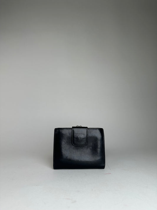 Vintage Celine Triomphe Embossed Leather Bifold Wallet Black