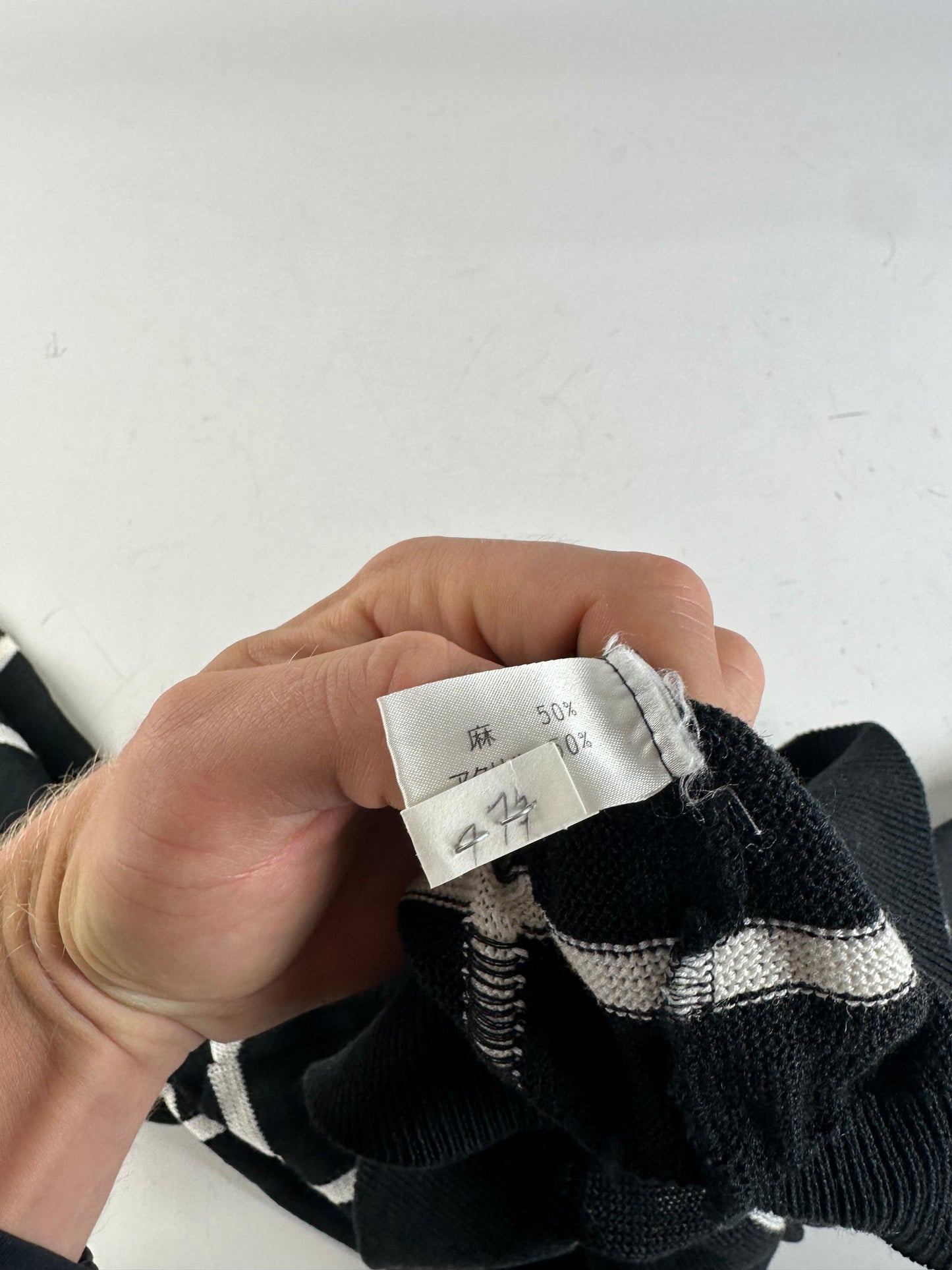 Vintage Balenciaga Linen Cotton Sweater Black White M