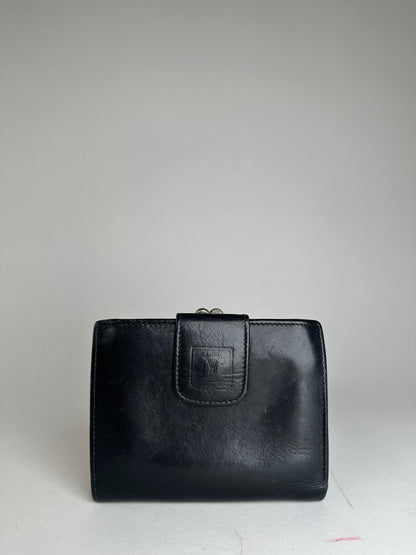 Vintage Celine Triomphe Embossed Leather Bifold Wallet Black