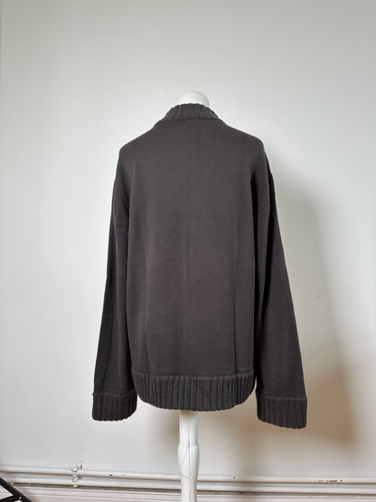 Vintage Burberry Men's Wool Check Sweater Dark Grey M
