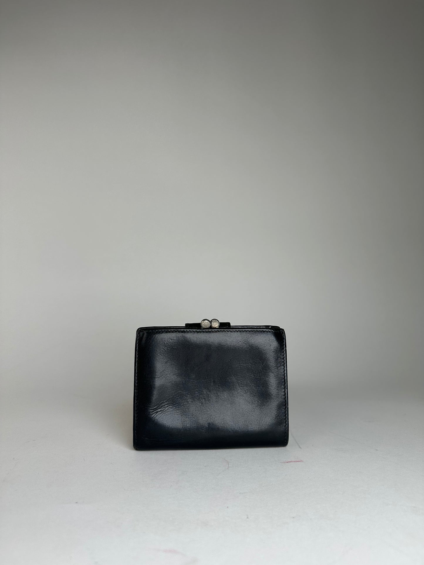 Vintage Celine Triomphe Embossed Leather Bifold Wallet Black