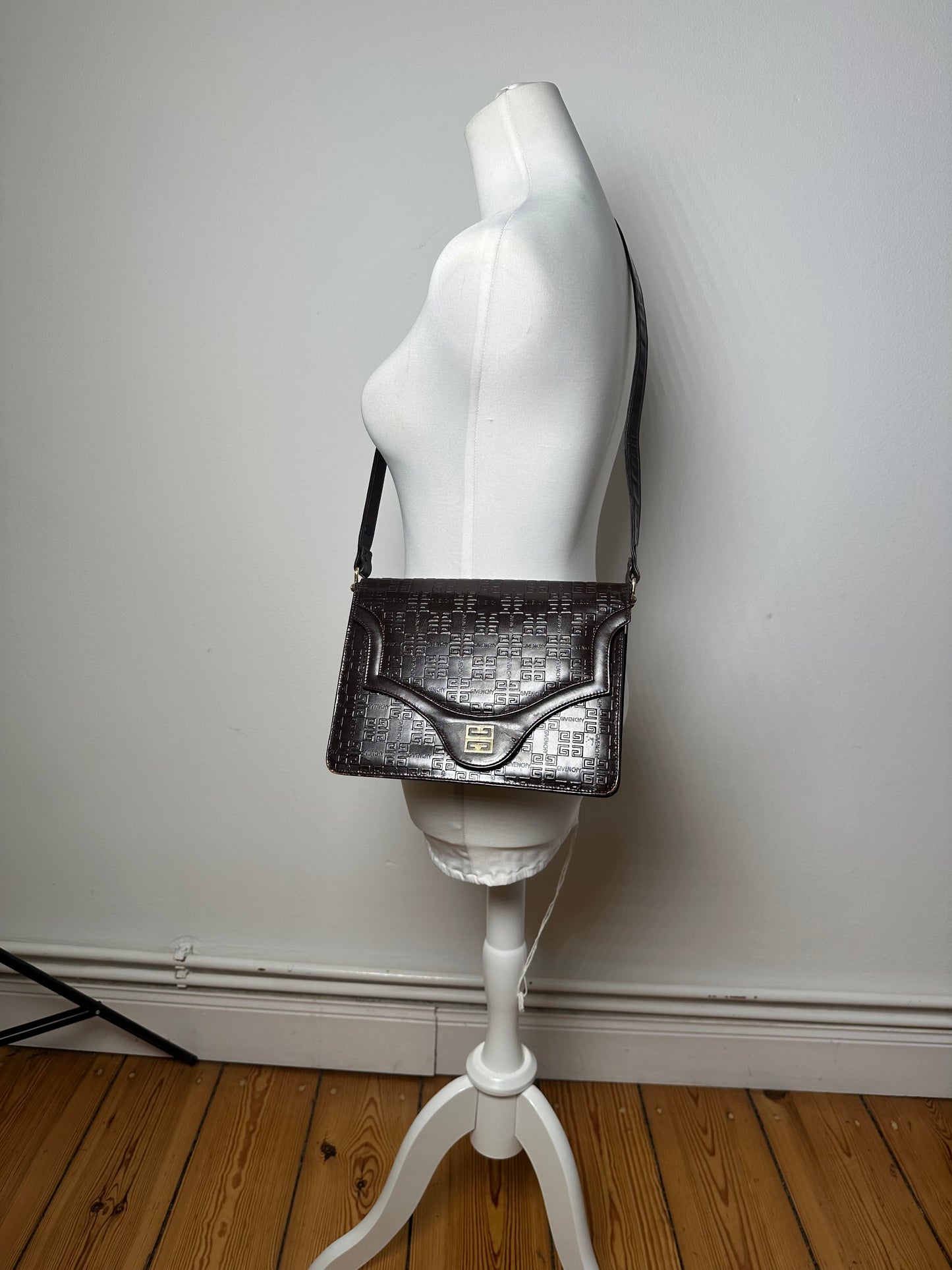 Vintage Givenchy Monogram Leather 2 Way Bag Brown