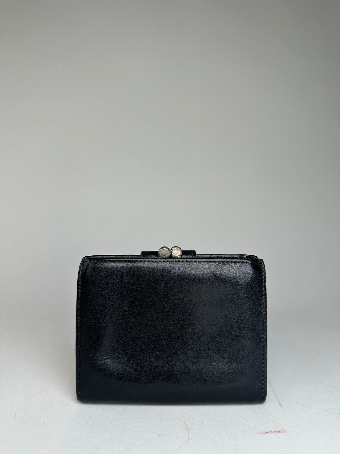 Vintage Celine Triomphe Embossed Leather Bifold Wallet Black