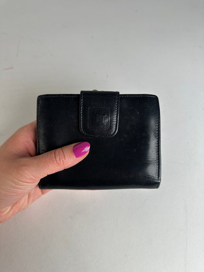 Vintage Celine Triomphe Embossed Leather Bifold Wallet Black