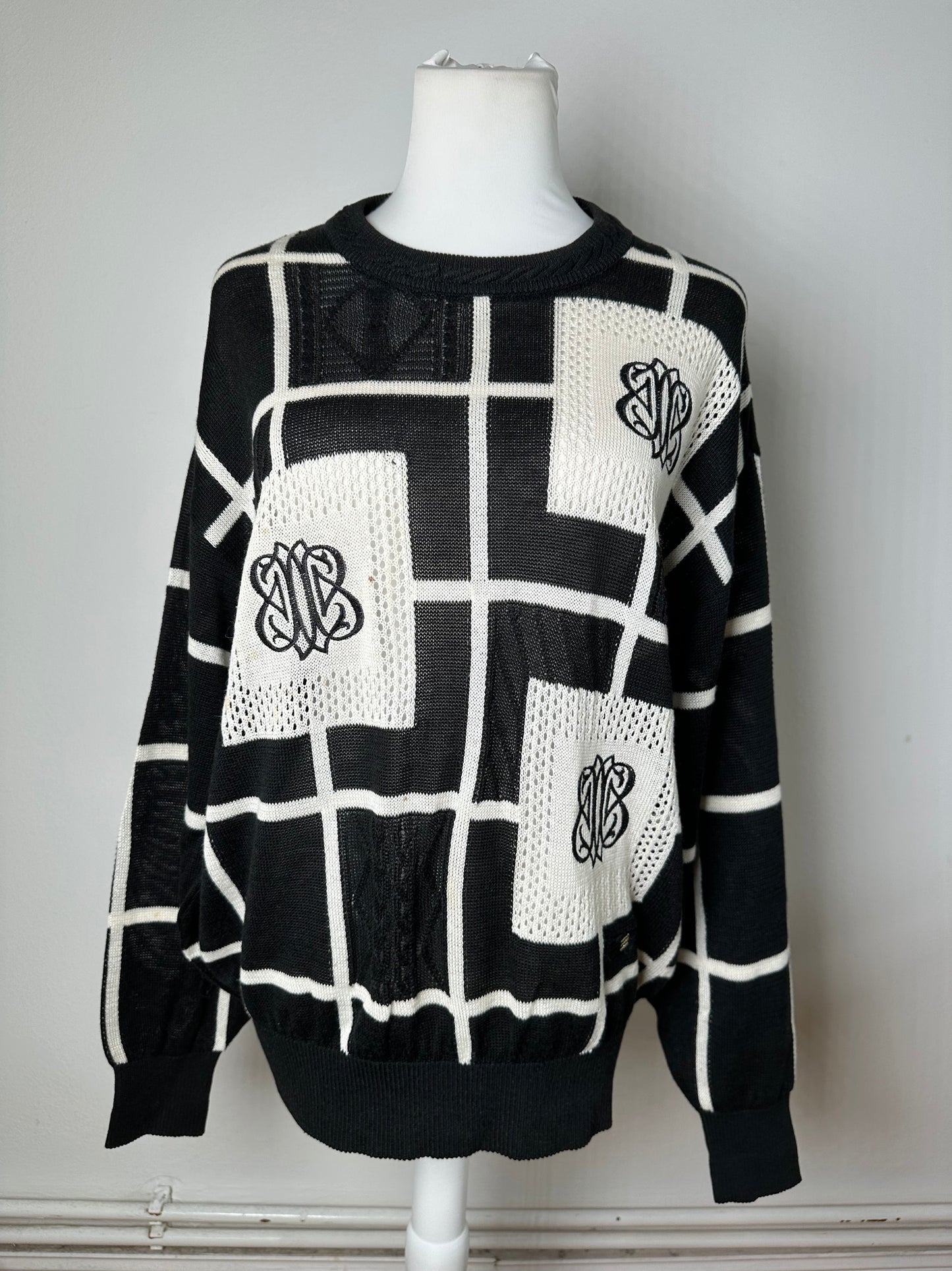 Vintage Balenciaga Linen Cotton Sweater Black White M