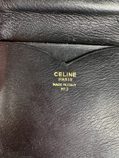Vintage Celine Triomphe Embossed Leather Bifold Wallet Black