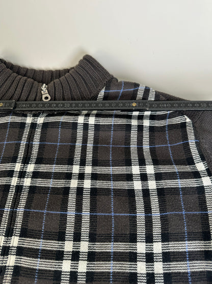 Vintage Burberry Men's Wool Check Sweater Dark Grey M