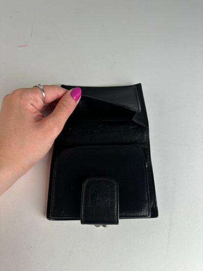 Vintage Celine Triomphe Embossed Leather Bifold Wallet Black