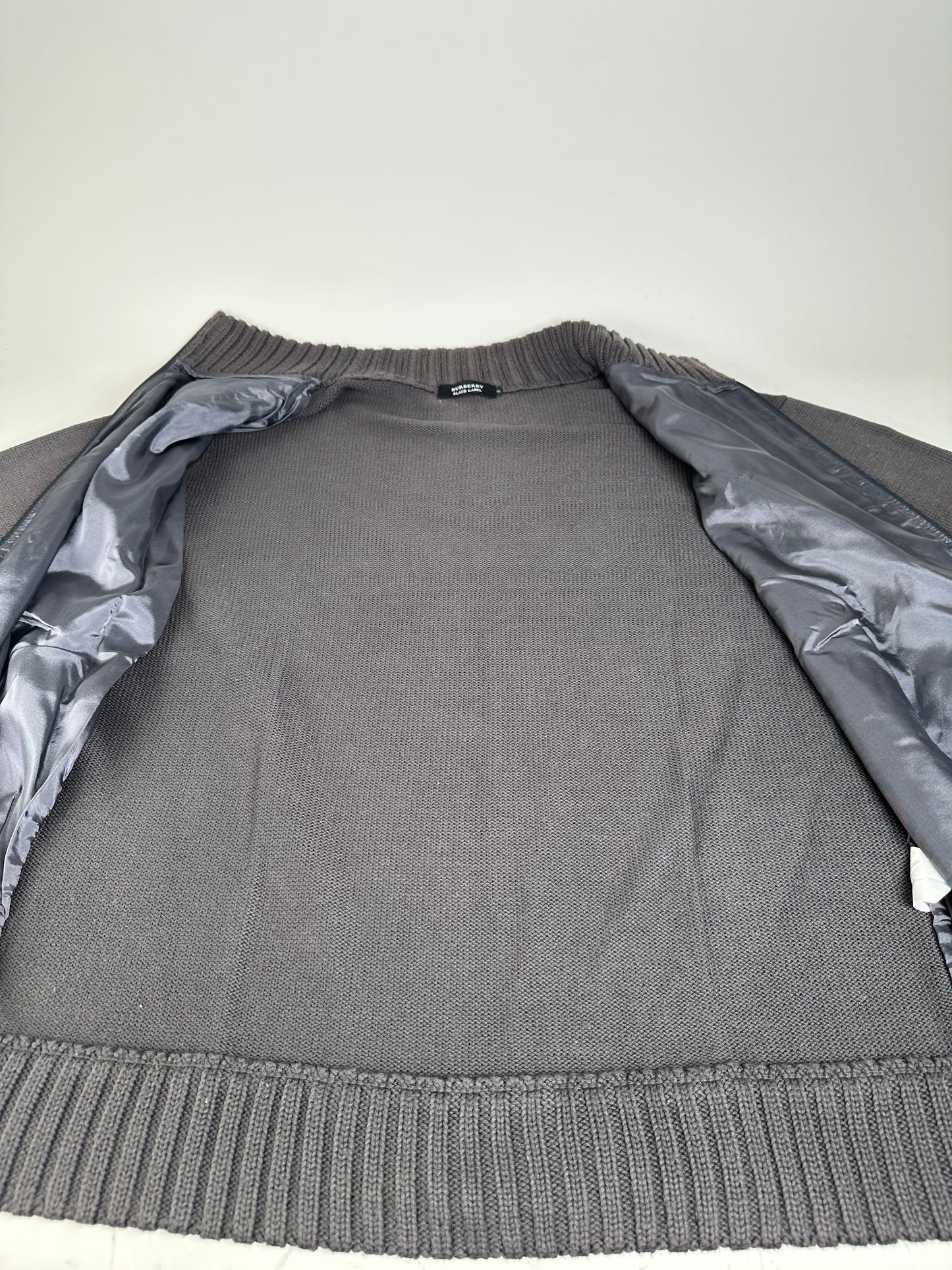 Vintage Burberry Men's Wool Check Sweater Dark Grey M