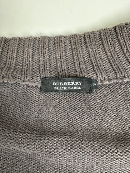 Vintage Burberry Men's Wool Check Sweater Dark Grey M