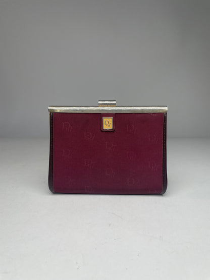 Vintage Dior Canvas Leather Clutch Dark Red