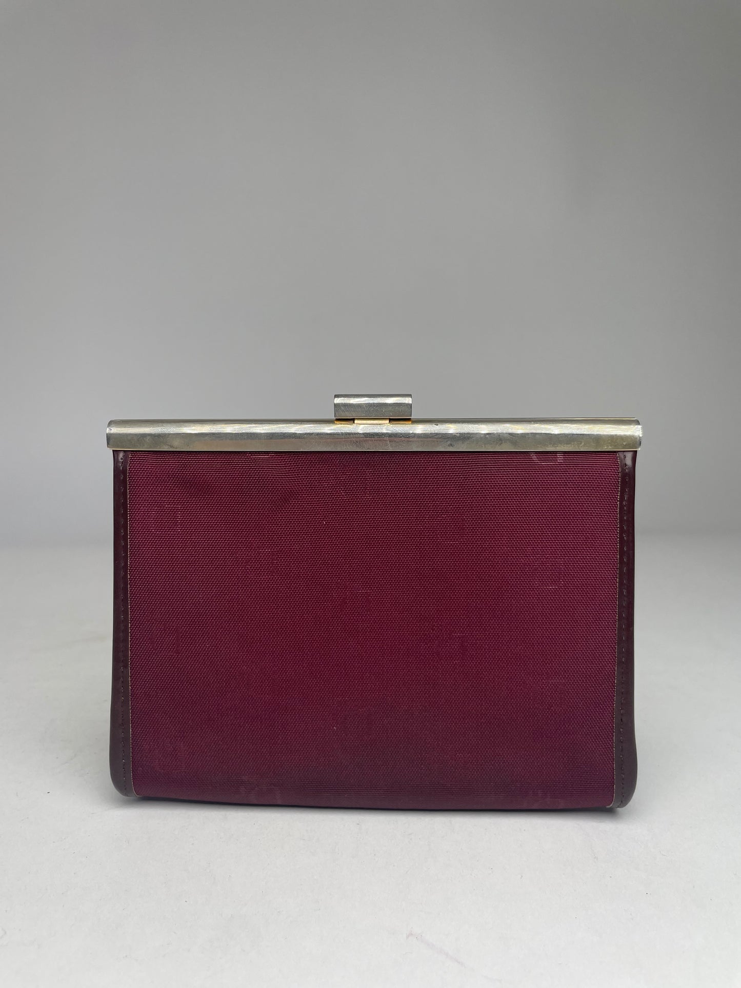 Vintage Dior Canvas Leather Clutch Dark Red