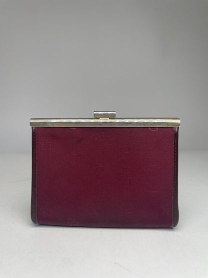 Vintage Dior Canvas Leather Clutch Dark Red