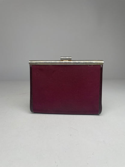 Vintage Dior Canvas Leather Clutch Dark Red