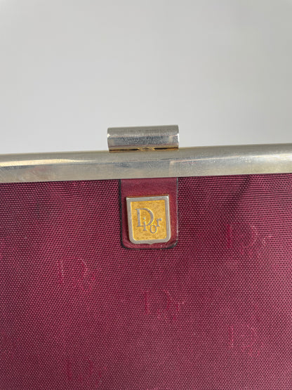 Vintage Dior Canvas Leather Clutch Dark Red