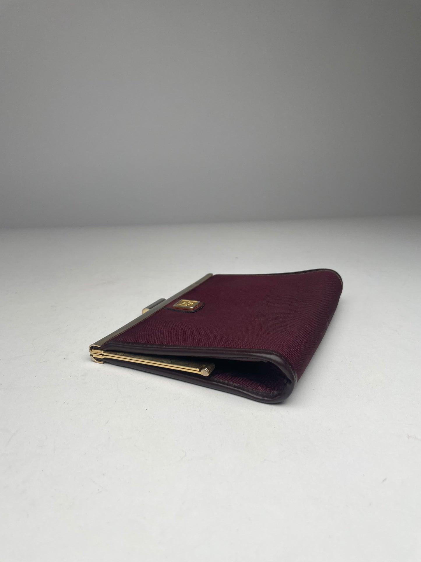 Vintage Dior Canvas Leather Clutch Dark Red
