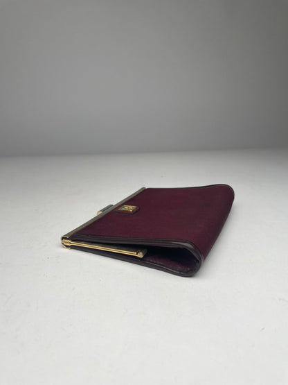Vintage Dior Canvas Leather Clutch Dark Red