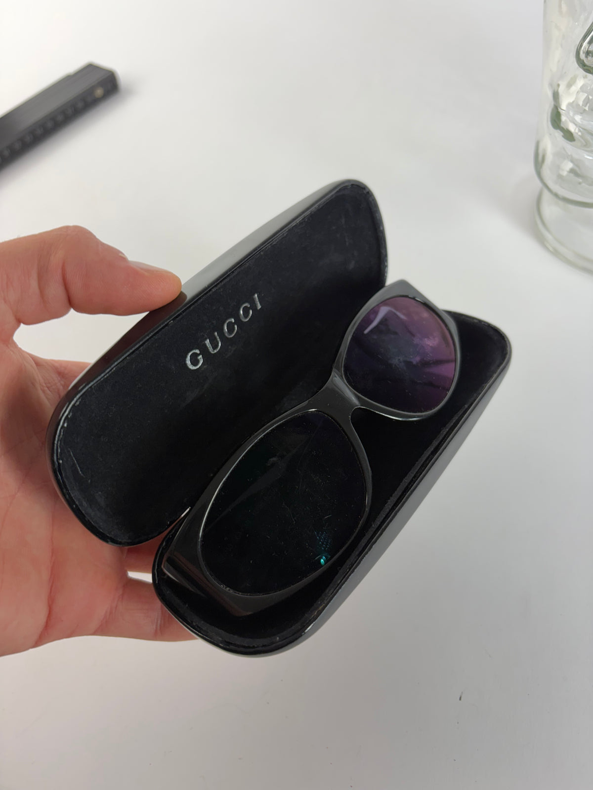 Vintage Gucci Cat-Eye Sunglasses Early 2000s Black Gold
