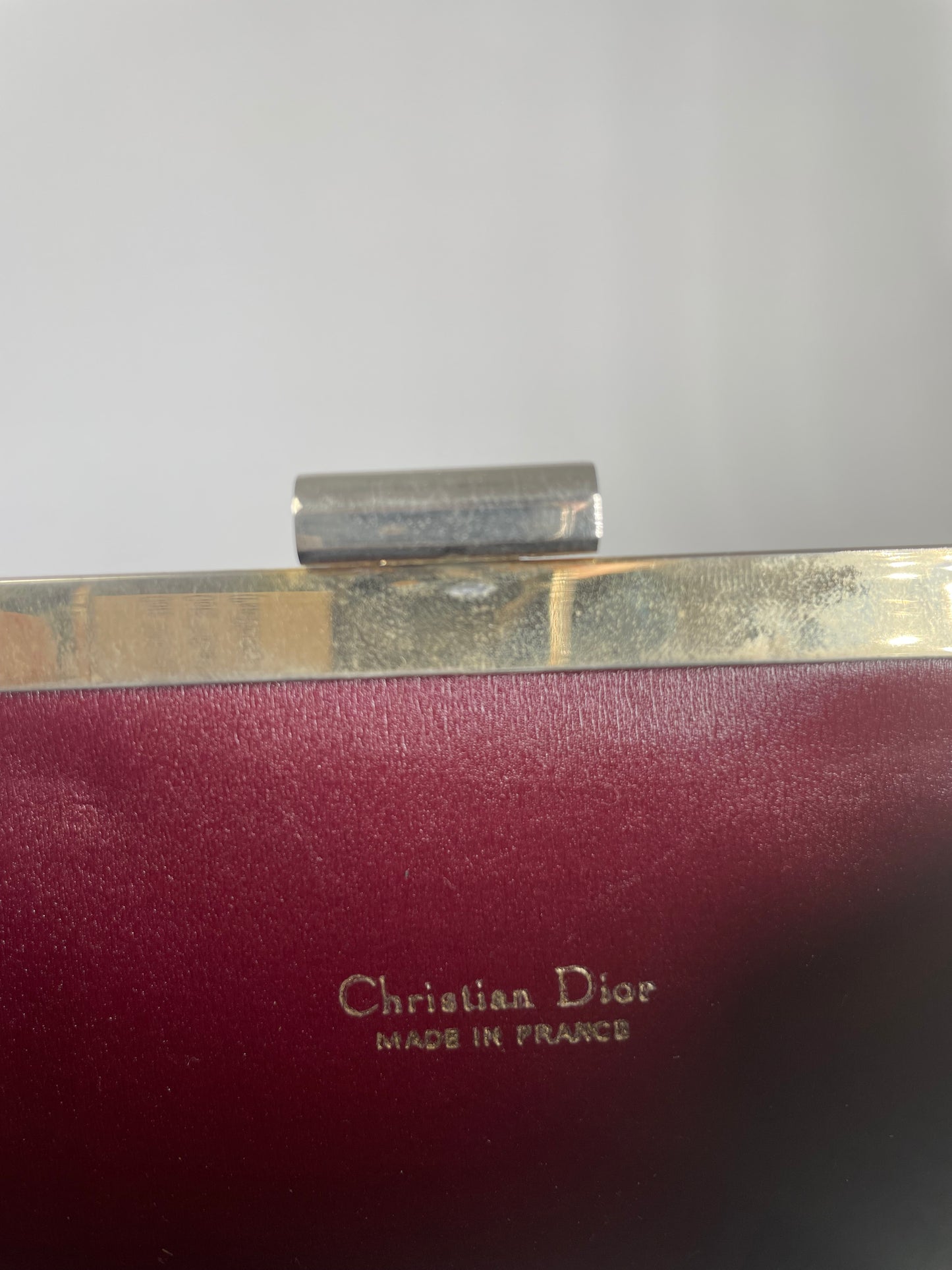 Vintage Dior Canvas Leather Clutch Dark Red