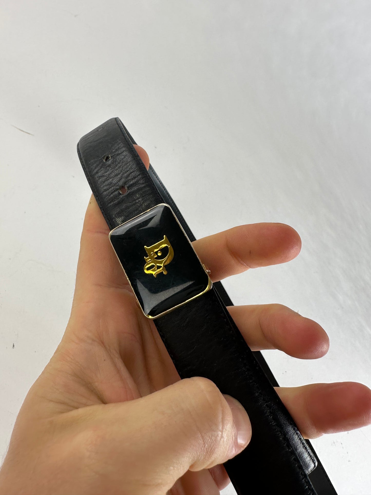 Vintage Dior Leather Belt Black