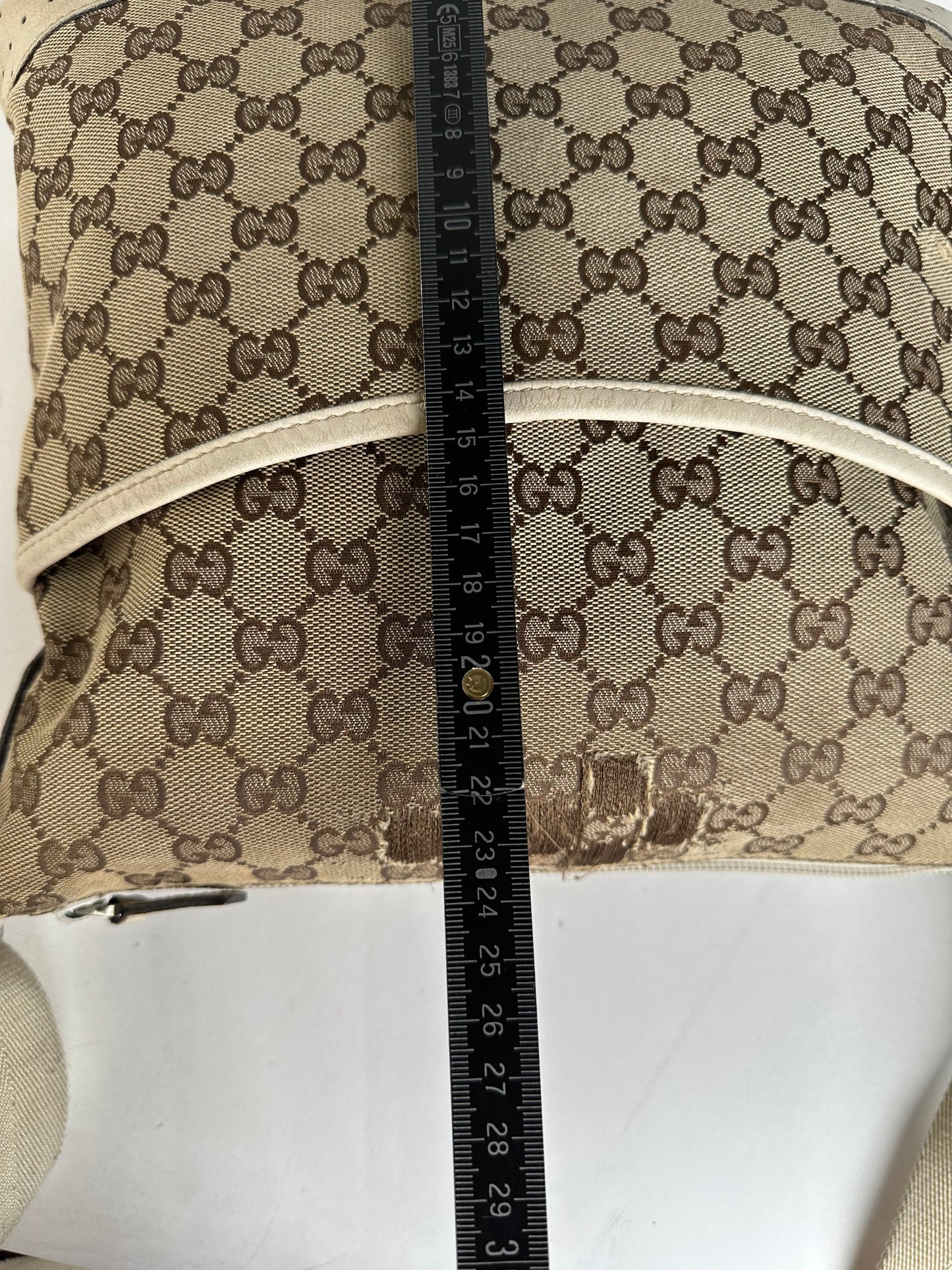 Vintage Gucci GG Monogram Canvas Crossbody Bag Brown Ivory