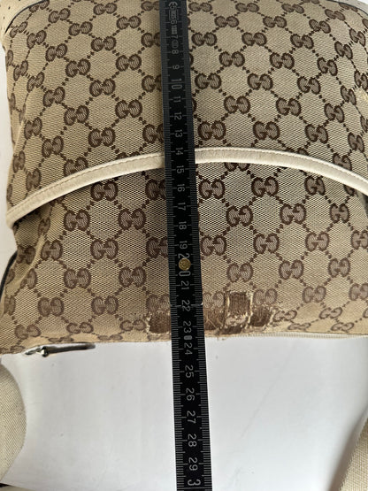 Vintage Gucci GG Monogram Canvas Crossbody Bag Brown Ivory