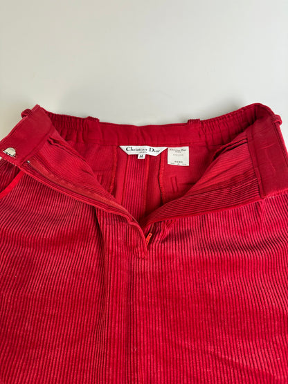 Vintage Dior Cotton Corduroy Skirt Red M