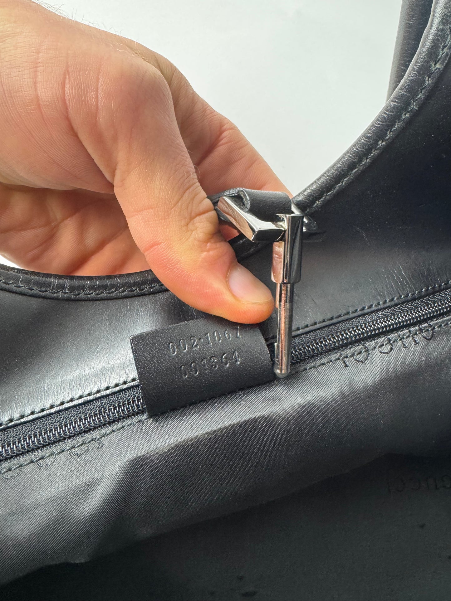 Vintage Gucci Jackie Leather Canvas Handbag Black