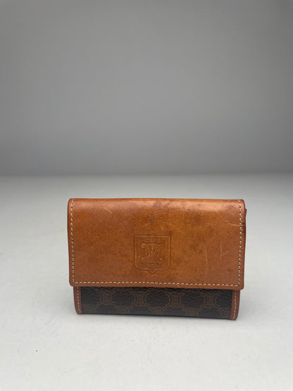 Vintage Celine Paris MonogramLeather Card Holder Brown