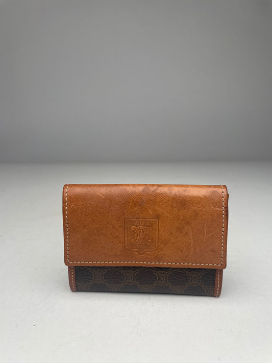Vintage Celine Paris MonogramLeather Card Holder Brown