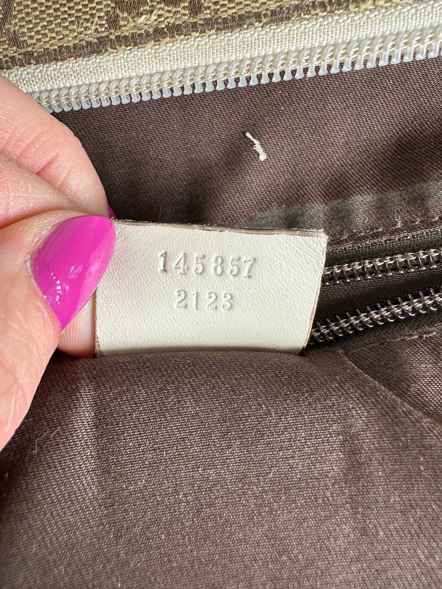Vintage Gucci GG Monogram Canvas Crossbody Bag Brown Ivory