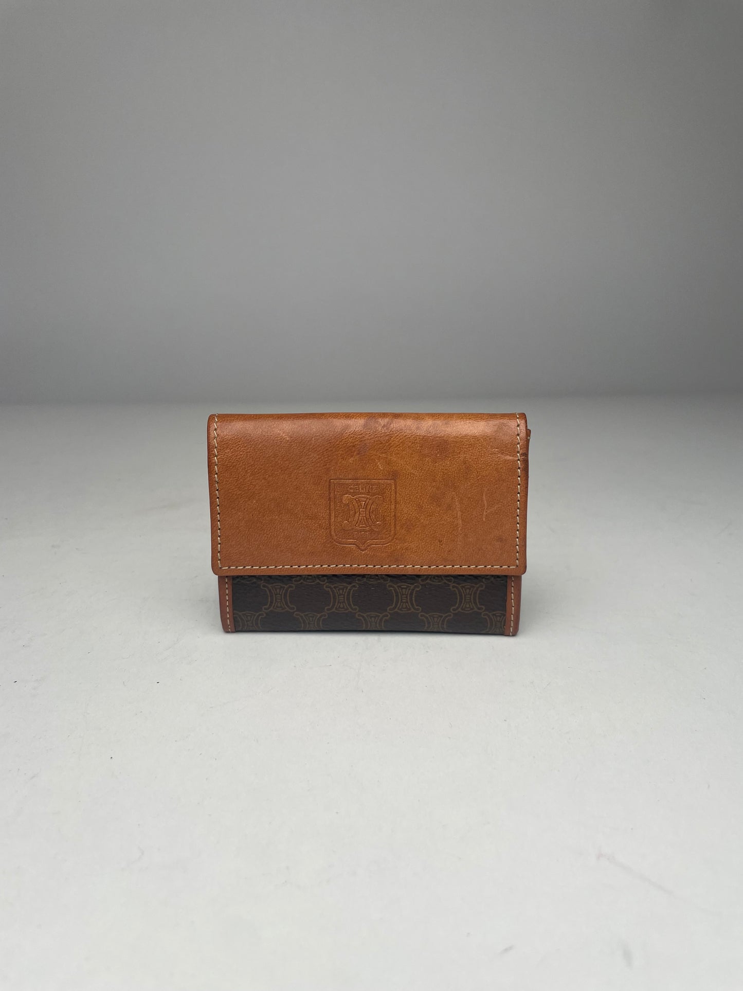 Vintage Celine Paris MonogramLeather Card Holder Brown
