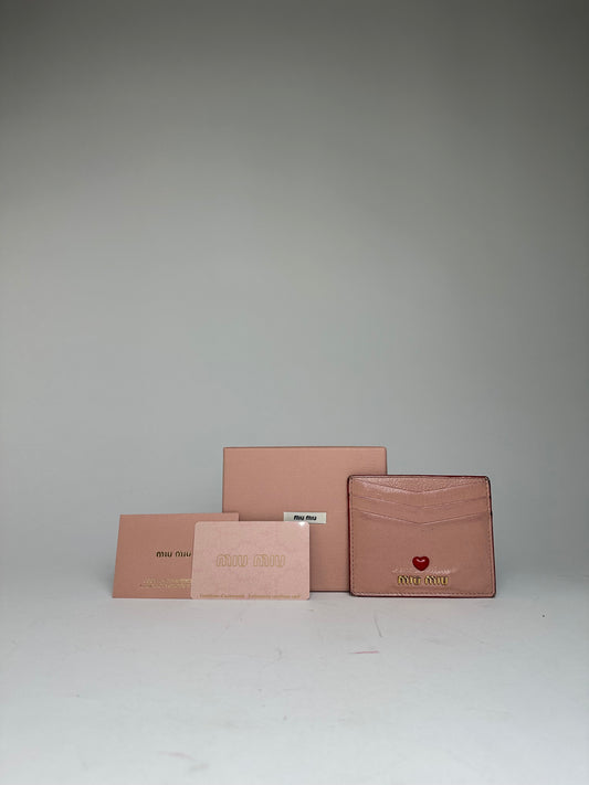 Vintage Miu Miu Madras Leather Card Holder Pink